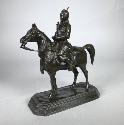 null Antoine-Louis BARYE (1795-1875)
Guerrier du Caucase.
Epreuve en bronze à belle...