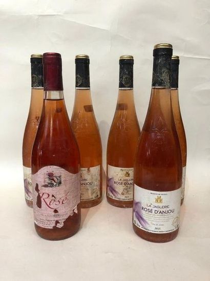 null Six bouteilles de rosés dont cinq rosé d'Anjou La Jaglerie 2015