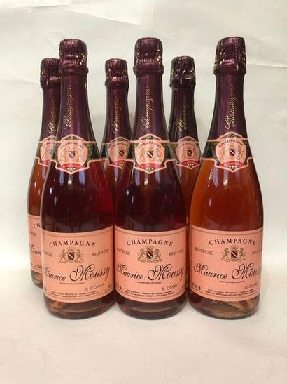 null Six bouteilles de Champagne rosé, Maurice Moussy