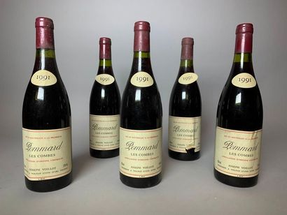 null Cinq bouteilles de Pommard les Combes,
Joseph Voillot 1991.