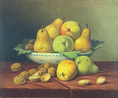 null G. BIHET (XIXe siècle)

Nature morte aux pommes et nature morte aux fruits et...