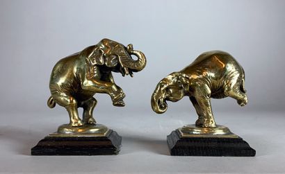 null Ecole du XXe siècle

Eléphants de cirque.

Epreuves en bronze à patine dorée....