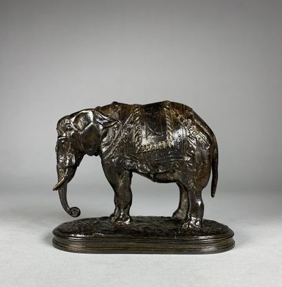 null 
School of the 19th century 
Indian elephant in festive caparison.
Rare proof...
