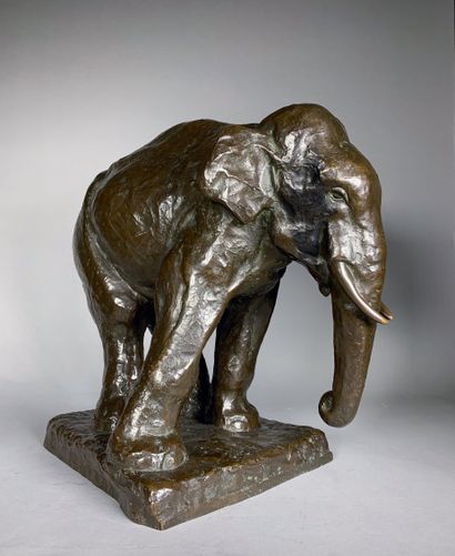 null 
Etha RICHTER (1883-1977)
L'éléphant.
Epreuve en bronze à patine brun nuancé....