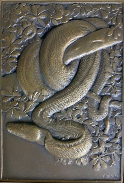 null 
René THÉNOT (1893-1963)
The animals of the jungle.
Beautiful set of ten bas-reliefs...