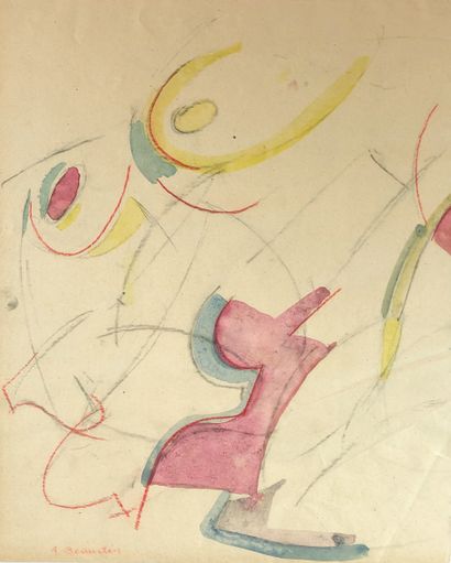 null André BEAUDIN (1895-1979)

Sans titre. 

Dessin aux crayons et aquarelle. 

27,5...