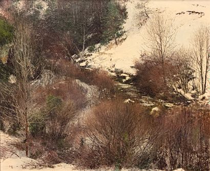 null H. DUPUIS (XXe siècle) 

Paysage de neige. 

Huile sur toile signée en bas à...