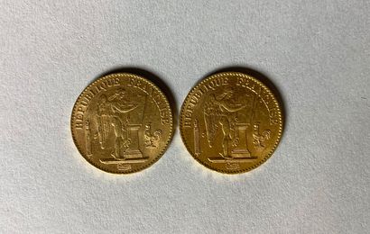 null Lot de deux pièces de vingt francs or au Génie de la Liberté, 1895.