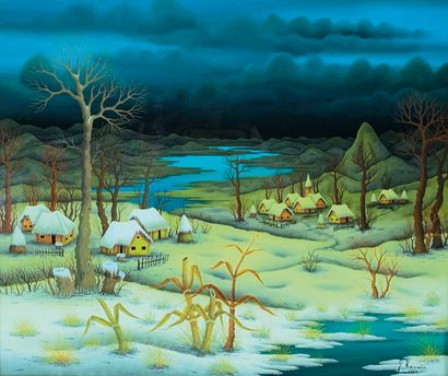 null Josip KOVACIC (1946) 

Paysage d'hiver, 1980. 

Peinture signée et datée en...
