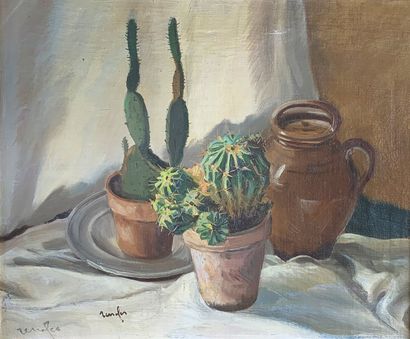 null Raymond RENEFER (1879-1957)

Nature morte aux cactus.

Huile sur toile signée...