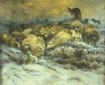 null August Friedrich SCHENCK (1828-1901)

Berger et son troupeau.

Huile sur toile...