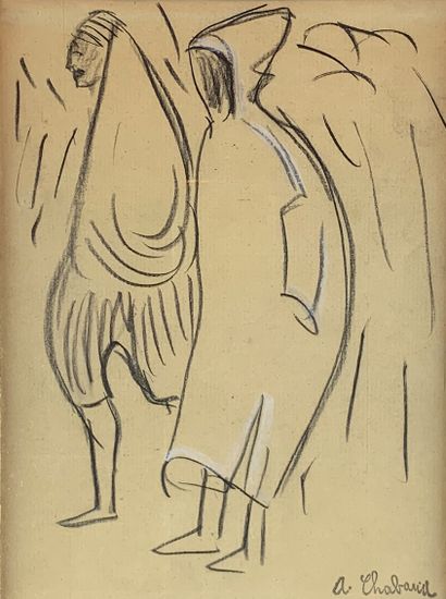 null Auguste CHABAUD (1882-1955)

Les Bédouins.

Dessin au fusain et rehauts de craie...