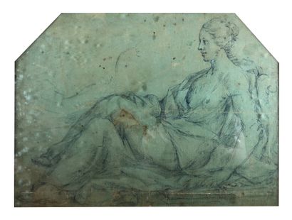 null Ecole florentine du XVIIe siècle 

Etude de femme allongée, jambes croisées.

Crayon...