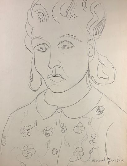 null Marcel BURTIN (1902-1979)

Portrait de femme. 

Dessin à la mine de plomb signé...
