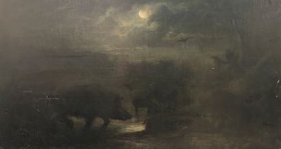 null Ecole du XIXe siècle

Sangliers au clair de lune.

Huile sur toile.

76,5 x...
