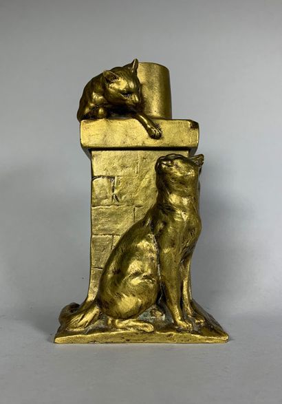 null Georges GARDET (1863-1939)

Boîte à cigares aux chats.

Epreuve en bronze à...