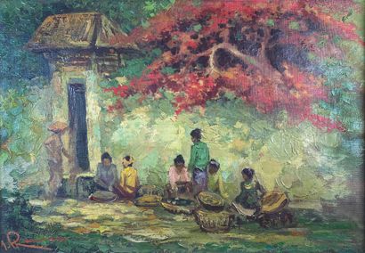 null Ecole du XXe siècle

Sous les flamboyants indonésiens. 

Huile sur toile signée...