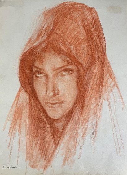 null Jules Evarist VAN BIESBROECK (1848-1920) 

Portrait de jeune femme arabe.

Dessin...
