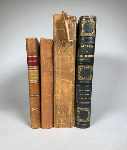 null Lot de quatre livres : 

- Chateaubriand, itinéraire de Paris à Jérusalem, édition...