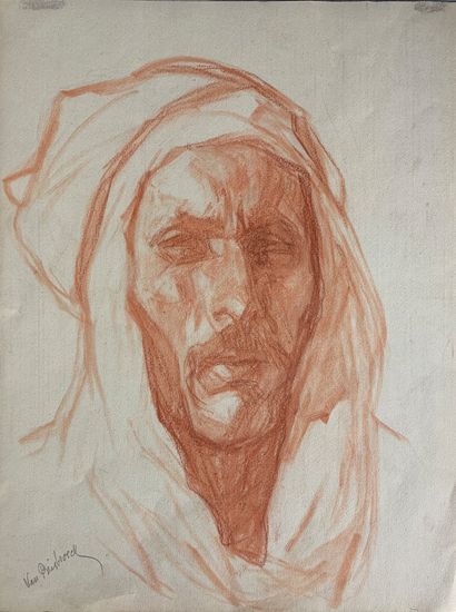null Jules Evarist VAN BIESBROECK (1848-1920) 

Portrait de chef arabe.

Dessin à...