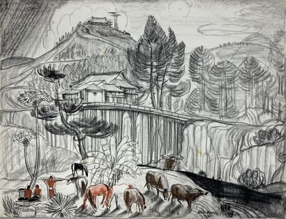 null André MAIRE (1898-1984)

Moïs aux environs de Dalat ("La passerelle"), 1956.

Fusain...