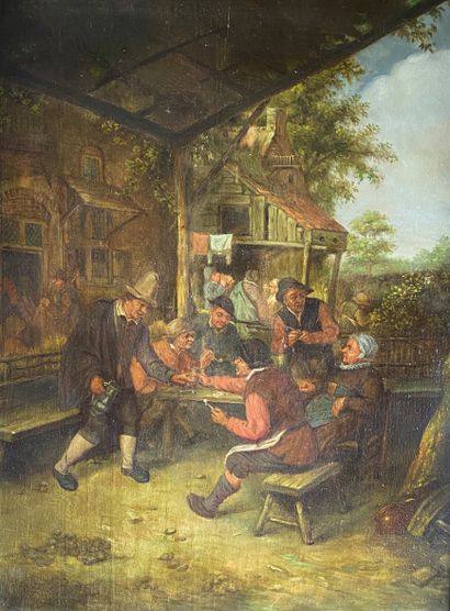null Ecole hollandaise du XIXe siècle dans le goût de TENIERS

Scène de taverne.

Huile...