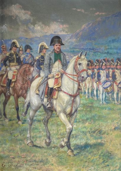 null Emile CHEPFER (1876-1944)

Napoléon premier à cheval.

Huile sur toile signée...