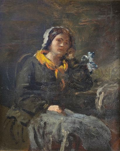 null Adolphe Félix CALS (1810-1880) (in the style of)

Thinking woman. 

Oil on paper...