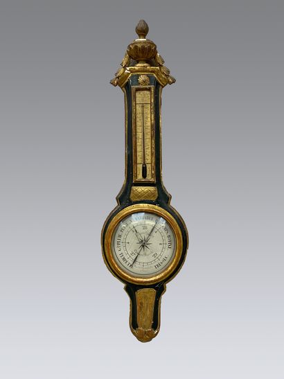 null Barometer-thermometer in gilded and painted wood. The dial signed Gohin rue...