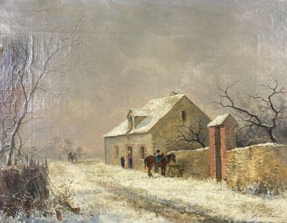 null Jules ROZIER (1821-1882)

Halte à la ferme.

Huile sur toile signée en bas à...