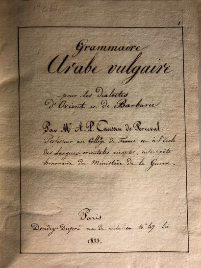 null Mr A.P. CAUSSIN DE PERCEVAL, Grammaire arabe vulgaire pour les dialectes d'Orient...