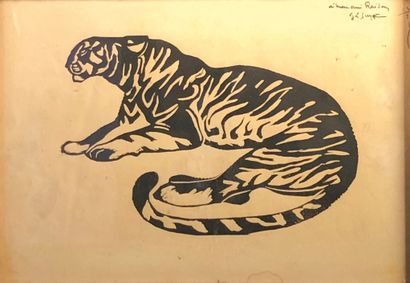 Lucien GUYOT (1885-1973) 
Panther lying down....