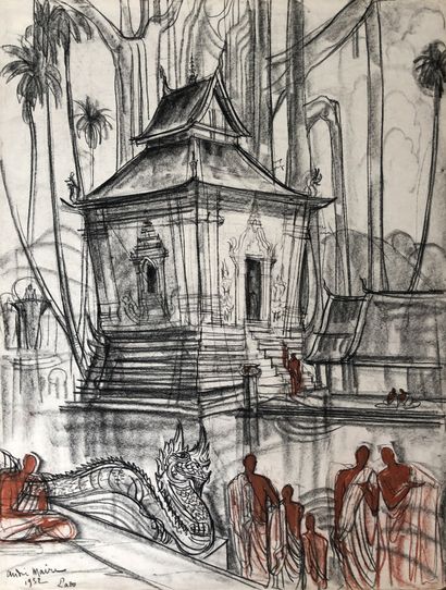 null André MAIRE (1898-1984)

Cérémonie à Luang-Prabang, Laos, 1952.

Fusain et pastel...