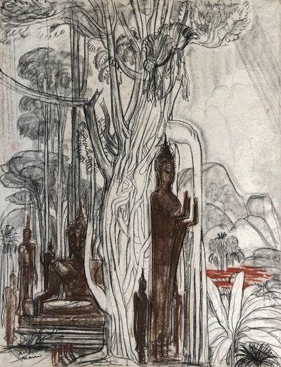 null André MAIRE (1898-1984)

Vers Luang-Prabang.

Pastel et fusain signé en bas...