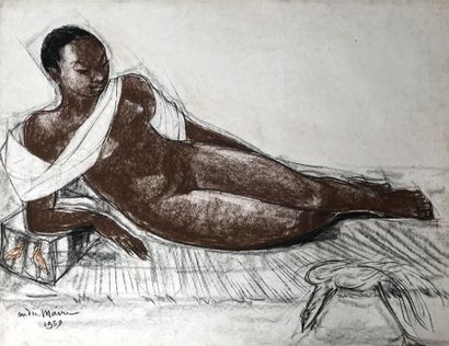null André MAIRE (1898-1984)

Large Malagasy nude, 1959.

Charcoal and pastel signed...