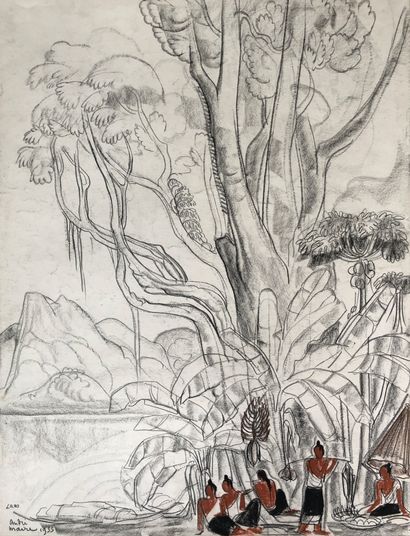 null André MAIRE (1898-1984)

Les marchandes de fruits, Laos, 1955.

Fusain et pastel...