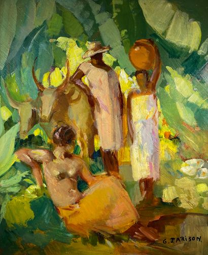 null Gaston PARISON (1889-1959)

Relaxation at the watering hole, Madagascar.

Oil...