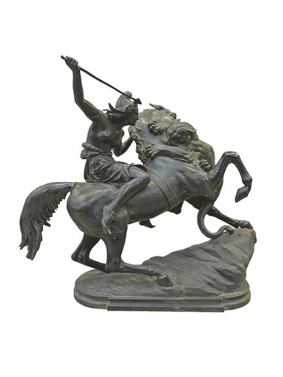 null August KISS (1802-1865)

Amazone à cheval combattant une panthère.

Importante...