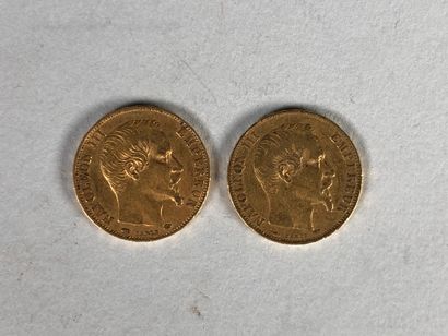 Deux pièces de 20 francs or au profil de...