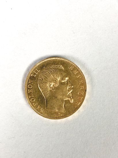  Pièce de 50 francs en or au profil de Napoléon III, 1857.