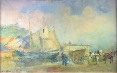  Albert LEBOURG (1849-1928) 
Le port de Honfleur. 
Huile sur toile signée et située...