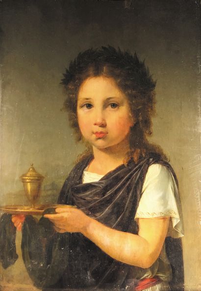  Attribué à Martin DROLLING (Oberbergheim 1752 - Paris 1817) 
Jeune fillette en vestale....