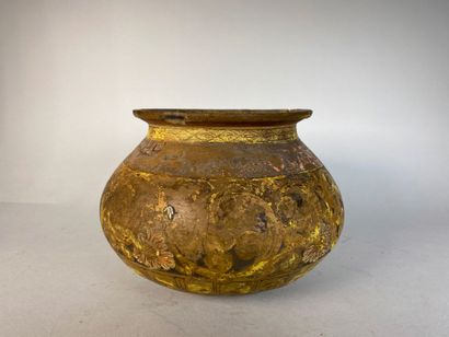 Terra-cotta pot with a spherical body, small...