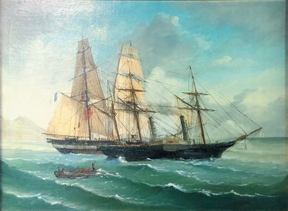  School of the XIXth century 
Navy. 
Oil on canvas. 
50 x 65 cm