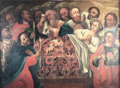 null South American School

Dormition of the Virgin.

Oil on canvas (small lacks)

61...