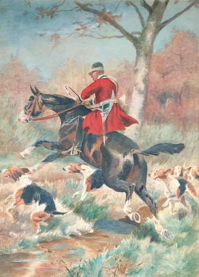 null Georges BUSSON (1859-1933)

Chasse à courre.

Paire d'aquarelles signées en...