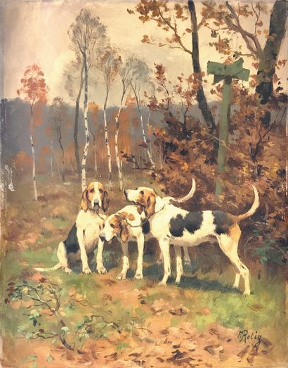 null Georges Frédéric RÖTIG ( 1873-1961)

Trois chiens de meute.

Huile sur panneau...