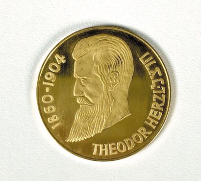 Médaille israélienne en or18K (750°/°°) figurant...