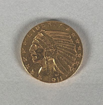 null Pièce en or de cinq dollars au Sioux, 1911.