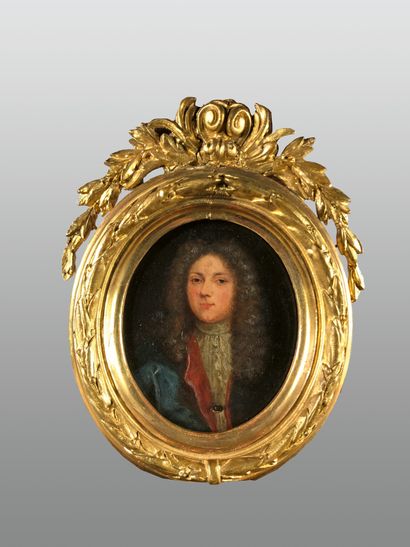  Ecole française vers 1700 
Portrait de gentilhomme. 
Peinture sur cuivre. 
10,5...